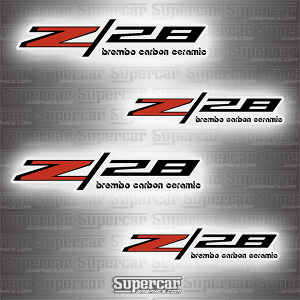 Camaro Z28 Brake Caliper Decals - Black/Red 
