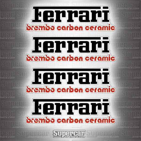 Ferrari Brembo Carbon Ceramic Brake Caliper Decals - Black/Red 
