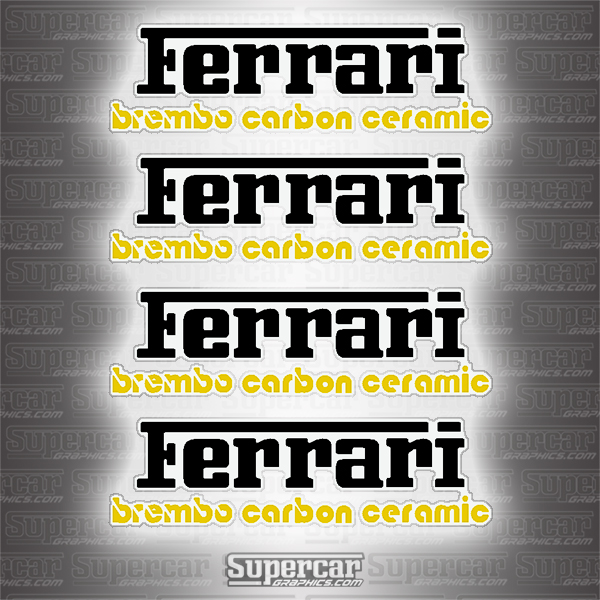 Ferrari Brembo Carbon Ceramic Brake Caliper Decals - Black/Yellow 