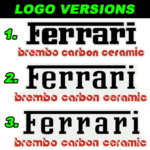 Ferrari Brembo Carbon Ceramic Brake Caliper Decals - Custom Colors! - FER-BREM-BC-CC