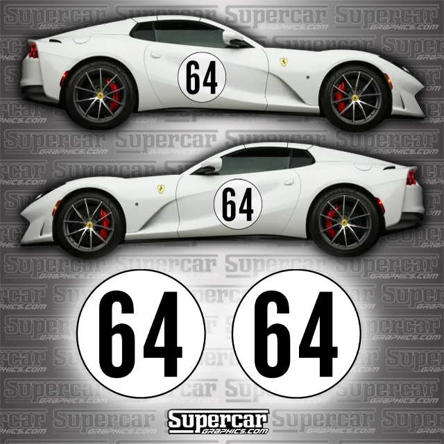 Ferrari Racing Circle Number Plate Decals - F-RAC-NP-CIR