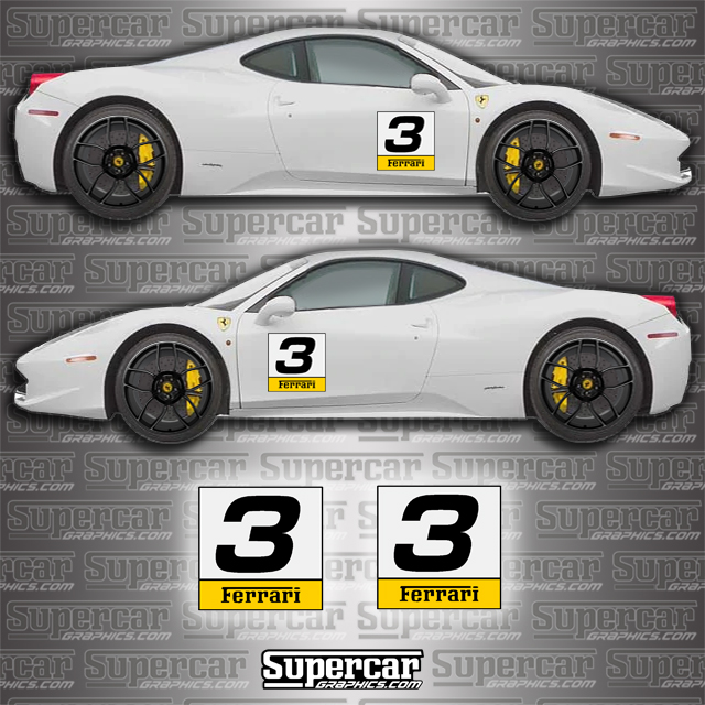 Ferrari Racing Number Plate Decals - F-RAC-NP