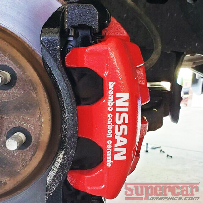 Nissan Brembo Carbon Ceramic Brake Caliper Decals - Any Color! - NIS-BREM-BC