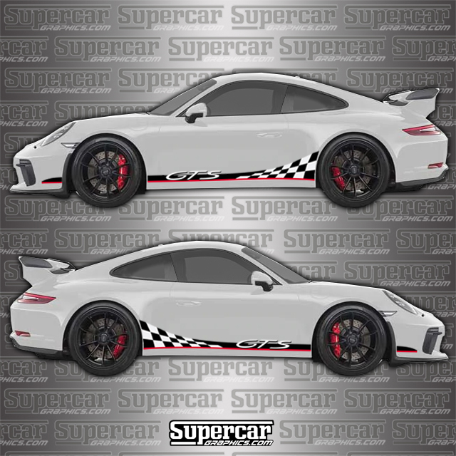 Porsche 911 GTS Checkered Flag Side Stripes 