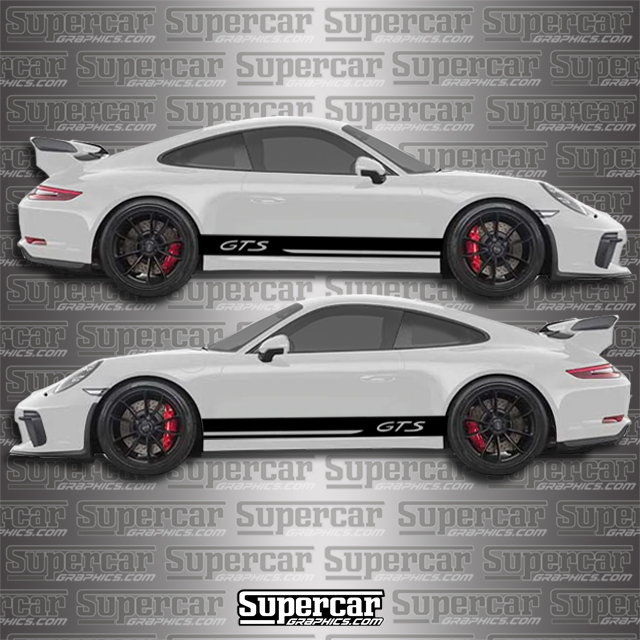 Porsche 911 "GTS" Side Stripe Kit turbo s, turbo, gts, decal, decals, striping