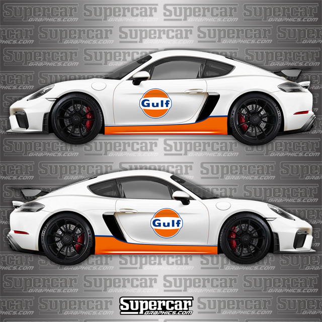 Porsche Cayman / Boxster Gulf Le Mans Stripe Kit 981, 718, caymen, striping, stripes, decal, decals