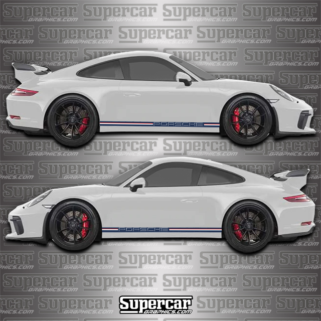 Porsche Custom Side Stripe Kit - Style 003 turbo s, turbo, gts, striping, decal, decals