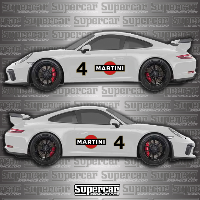 Porsche Martini Logo and Number Decal Kit le mans, race, racing, number plate, 911, gt2, gt3, gt3rs