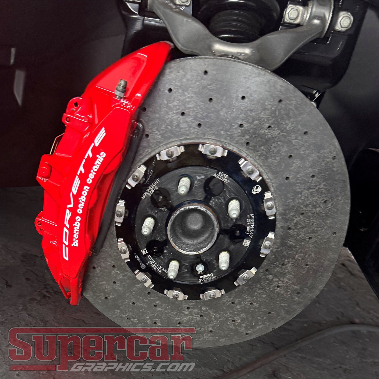 Corvette Brembo Carbon Ceramic Brake Caliper Decals (Curved) - Any Color! - BCD-COR-BCC-C