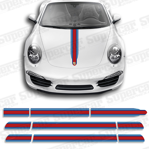 Porsche 911 Martini Le Mans 6" Width Racing Stripe Decal Kit  