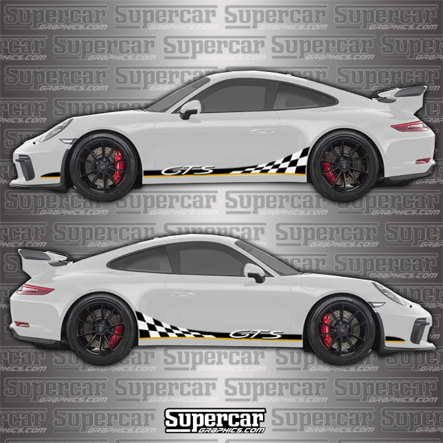 Porsche 911 GTS Checkered Flag Side Stripes - POR-911-GTS-CKRD